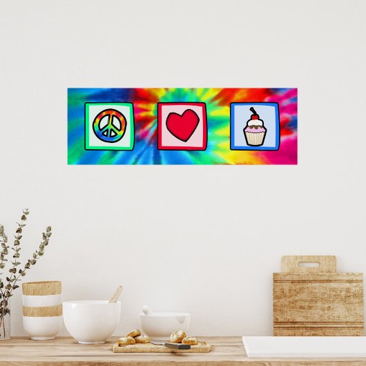 Vrede, liefde, cupcakes poster (Keuken)