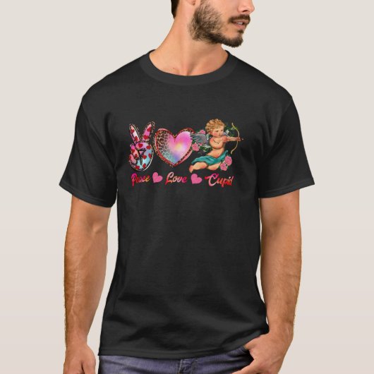 Vrede Liefde Cupido Valentijnen Dag Liefde Mannen  T-shirt (Voorkant)