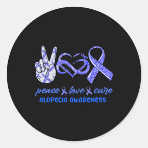 Vrede Liefde Cure Alopecia Bewustzijn Ronde Sticker