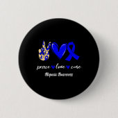 Vrede Liefde Cure Alopecia Blauw Lint Bewustzijn Ronde Button 5,7 Cm (Voorkant)