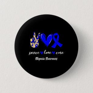 Vrede Liefde Cure Alopecia Blauw Lint Bewustzijn Ronde Button 5,7 Cm