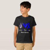 Vrede Liefde Cure Alopecia Blauw Lint Bewustzijn T-shirt (Voorkant volledig)