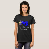 Vrede Liefde Cure Alopecia Blauw Lint Bewustzijn T-shirt (Voorkant volledig)