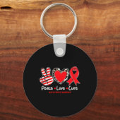 Vrede Liefde Cure Bloedkanker Awareness Ondersteun Sleutelhanger (Voorkant)
