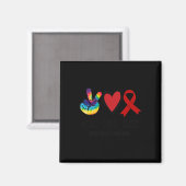 Vrede Liefde Cure Bloedkanker Awareness Support Sq Magneet (Voorkant / Achterkant)