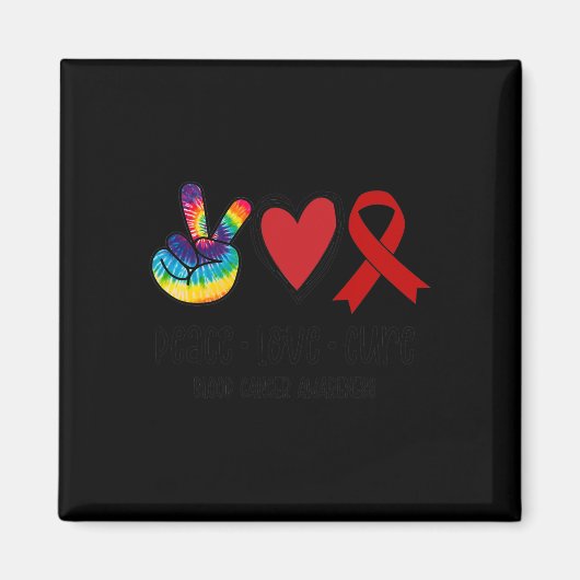 Vrede Liefde Cure Bloedkanker Awareness Support Sq Magneet (Voorkant)