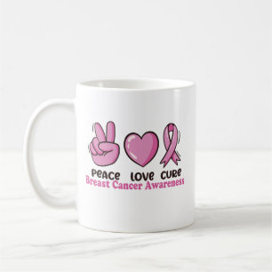Vrede Liefde Cure Borstkanker Bewustzijn Roze Vrou Koffiemok