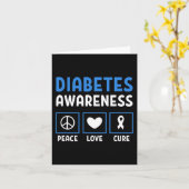 Vrede Liefde Cure Diabetes Awareness 3 Kaart (Gele Bloem)