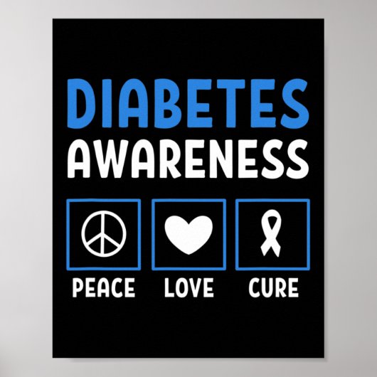 Vrede Liefde Cure Diabetes Awareness 3 Poster (Voorkant)