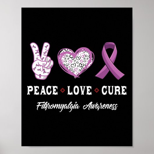 Vrede Liefde Cure Fibromyalgie Bewustzijn Mannen V Poster (Voorkant)