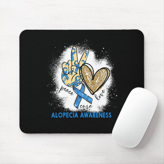 Vrede Liefde Cure Gebleekte Alopecia Bewustzijn Muismat (Met muis)