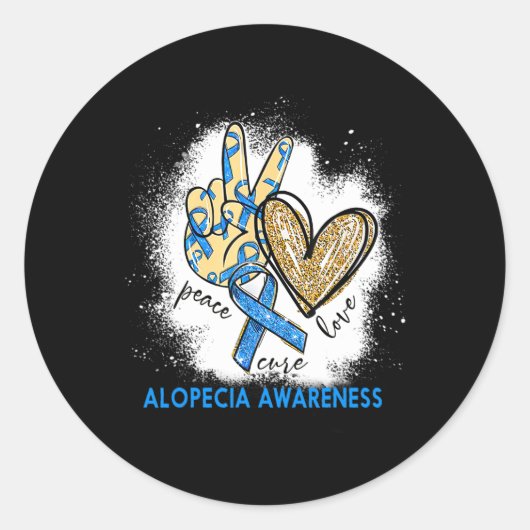 Vrede Liefde Cure Gebleekte Alopecia Bewustzijn Ronde Sticker (Voorkant)