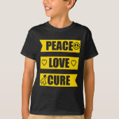 Vrede Liefde Cure Kindertijd Kanker Awareness 1 T-shirt (Voorkant)