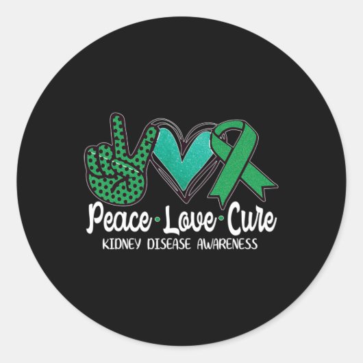 Vrede Liefde Cure Nierziekte Awareness Gift Ronde Sticker (Voorkant)