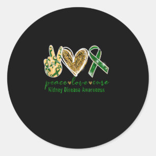 Vrede Liefde Cure Nierziekte Bewustzijn T-shirt Ronde Sticker