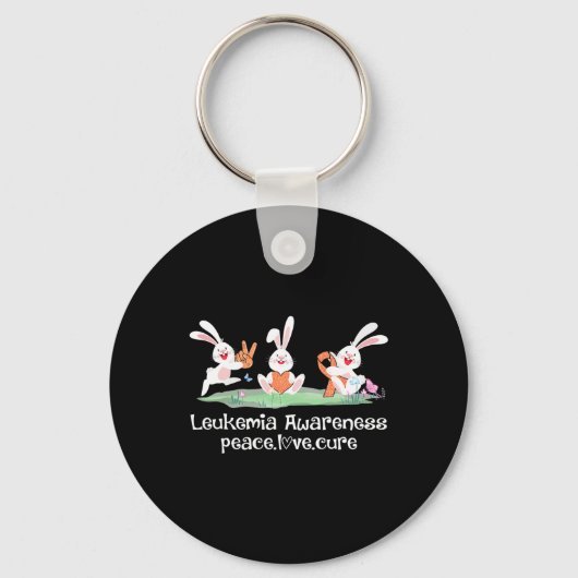 Vrede Liefde Cure Oranje Lint Leukemie Bewustzijn Sleutelhanger (Voorkant)