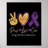 Vrede Liefde Cure Paarse Drug Overdosis Awareness Poster (Voorkant)