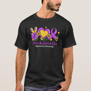 Vrede Liefde Cure Paarse Lint Alzheimer's Awarenes T-shirt