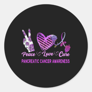 Vrede Liefde Cure Pancreaskanker Bewustzijn 1 Ronde Sticker