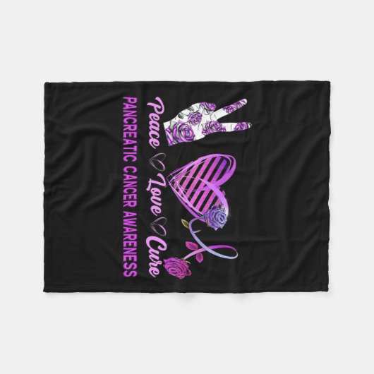 Vrede Liefde Cure Pancreaskanker Bewustzijn Vrouwe Fleece Deken (Voorkant (Horizontaal))