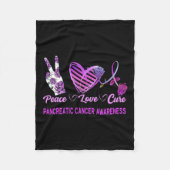 Vrede Liefde Cure Pancreaskanker Bewustzijn Vrouwe Fleece Deken (Voorkant)