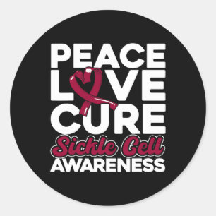 Vrede Liefde Cure Sikkelcel Bewustzijn 1 Ronde Sticker