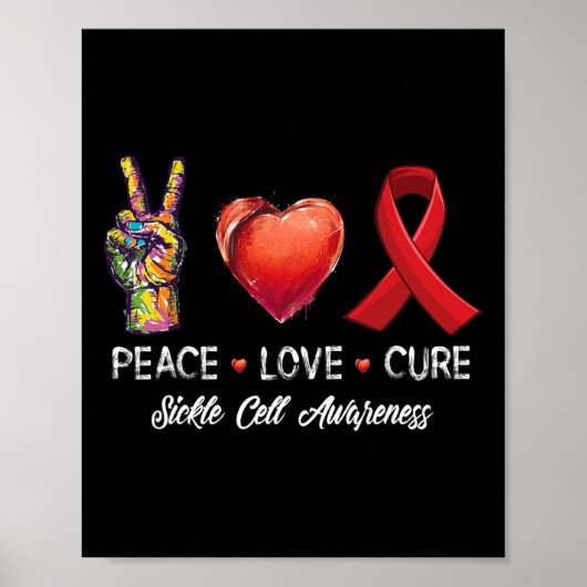 Vrede Liefde Cure Sikkelcel Bewustzijn Mannen Vrou Poster (Voorkant)