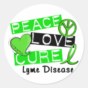 Vrede Liefde Cure Ziekte van Lyme 1 Ronde Sticker