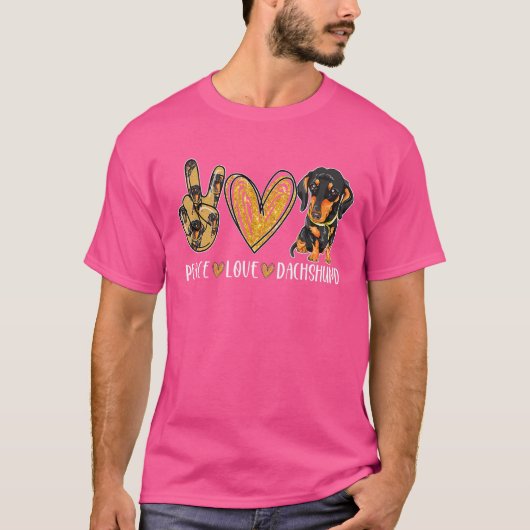Vrede Liefde Dachshund Leuke Hond T-shirt (Voorkant)