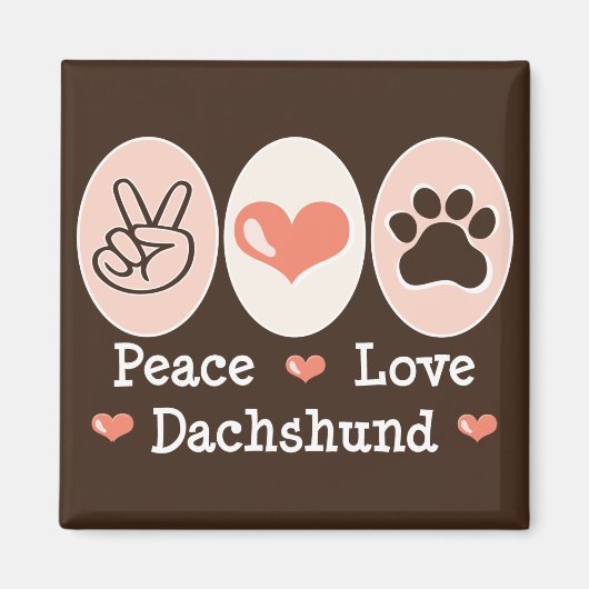 Vrede Liefde Dachshund Magnet (Voorkant)