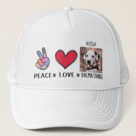 Vrede Liefde Dalmatiërs Hond Liefhebbers Trucker Pet (Voorkant)