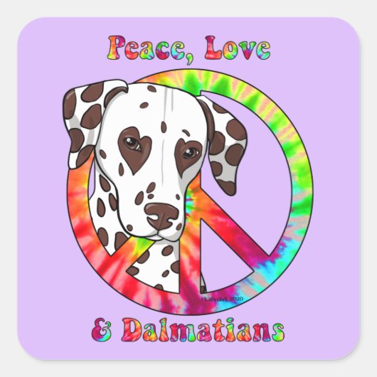 Vrede, liefde & Dalmatiërs Vierkante Sticker (Voorkant)