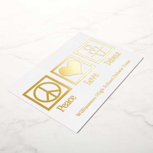 Vrede Liefde Debatteam Aangepaste School Goud Folie Feestdagenkaart (Gedraaid)