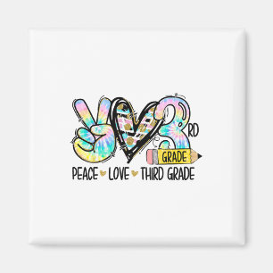 Vrede Liefde Derde Klas Grappige Tie Dye Student L Magneet