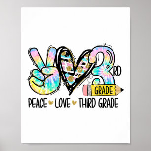Vrede Liefde Derde Klas Grappige Tie Dye Student L Poster