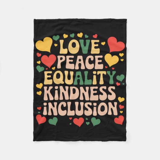 Vrede Liefde Diversiteit Inclusie Black History Mo Fleece Deken (Voorkant)