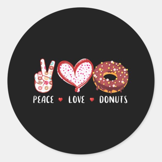 Vrede Liefde donuts chocolade Doughnut jongen meis Ronde Sticker (Voorkant)