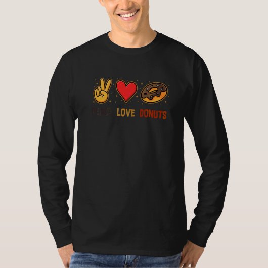 Vrede Liefde Donuts Strooi Ik Hou Van Snacks Donut T-shirt (Voorkant)
