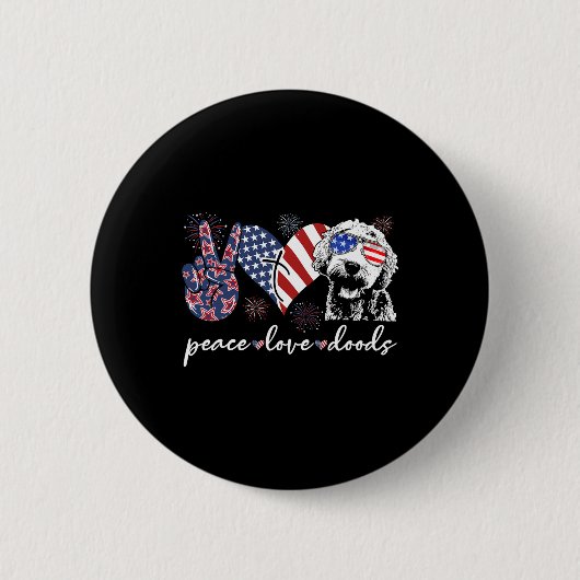 Vrede Liefde Doods Goldendoodle Usa Vlag Doodle 4e Ronde Button 5,7 Cm (Voorkant)