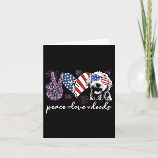 Vrede Liefde Doods Goldendoodle Vlag Doodle 4e Kaart (Voorkant)