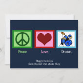 Vrede Liefde Drums Custom Music Shop Kerstmis Feestdagenkaart (Voorkant)