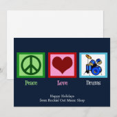 Vrede Liefde Drums Custom Music Shop Kerstmis Feestdagenkaart (Voorkant / Achterkant)