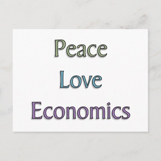 Vrede, liefde, economie briefkaart (Voorkant)