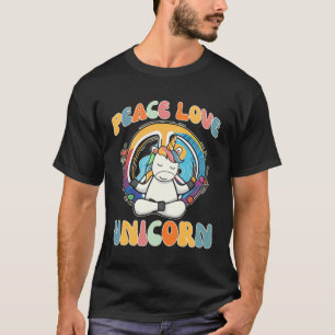 Vrede Liefde Eenhoorn Paard Hippie Yoga Meditatie T-shirt