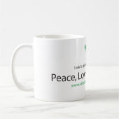 Vrede, liefde en arbeid koffiemok (Links)