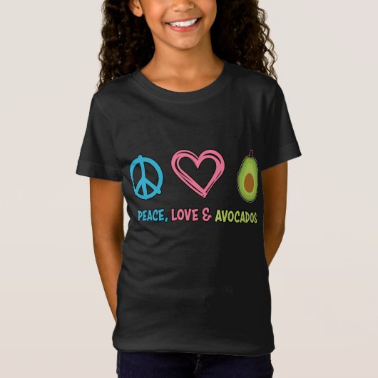 Vrede Liefde en Avocado Grappig Fruit T-shirt (Voorkant)