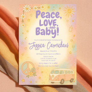 Vrede Liefde en Baby Retro Baby Shower Feest Kaart