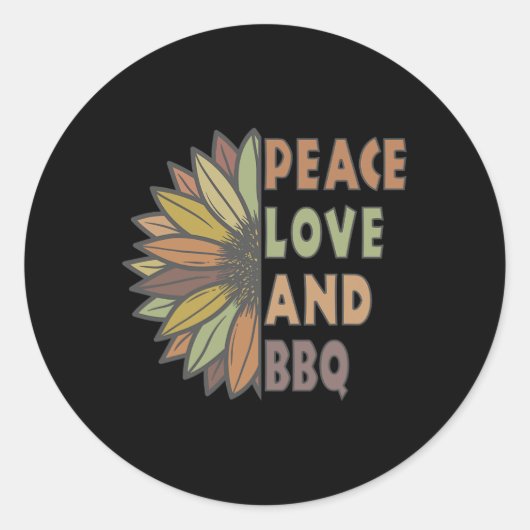 Vrede, liefde en BBQ Ronde Sticker (Voorkant)