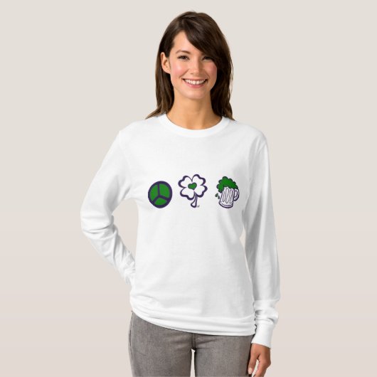 Vrede, liefde en bier t-shirt (Voorkant volledig)