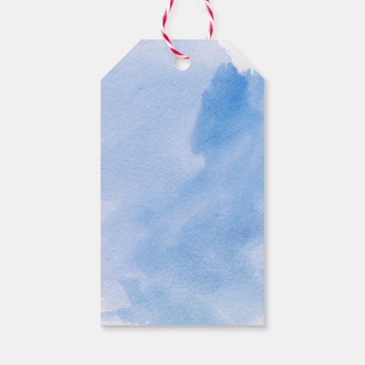 Vrede, liefde en blijdschap blauw waterverf kerst cadeaulabel (Achterkant)